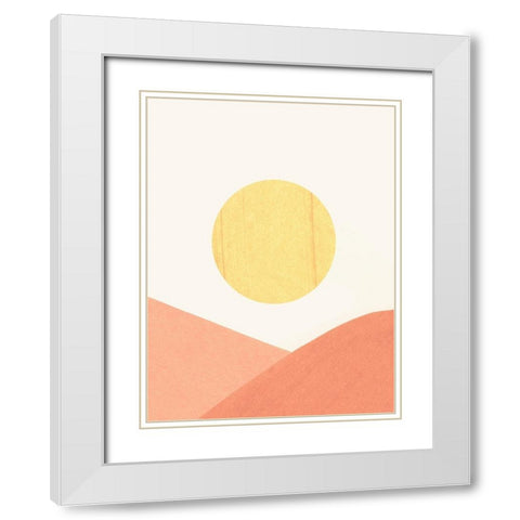 Simple Boho Sun II White Modern Wood Framed Art Print with Double Matting by Caroline, Emma