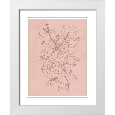 Rosetone Blossoms I White Modern Wood Framed Art Print with Double Matting by Vess, June Erica