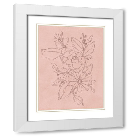 Rosetone Blossoms II White Modern Wood Framed Art Print with Double Matting by Vess, June Erica