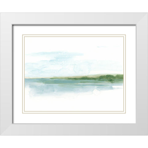 Green Ribbon Coast I White Modern Wood Framed Art Print with Double Matting by Vess, June Erica