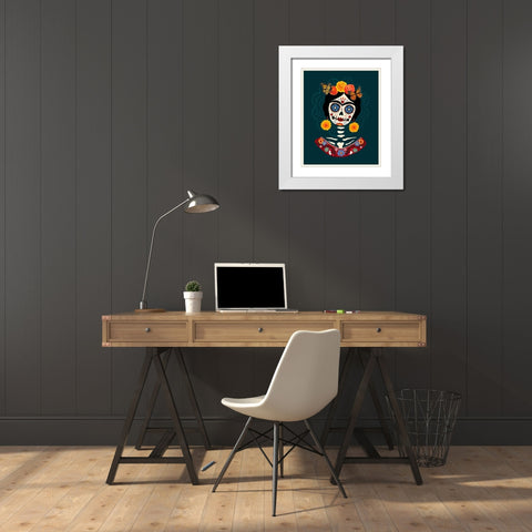 Bright Day of the Dead I White Modern Wood Framed Art Print with Double Matting by Barnes, Victoria