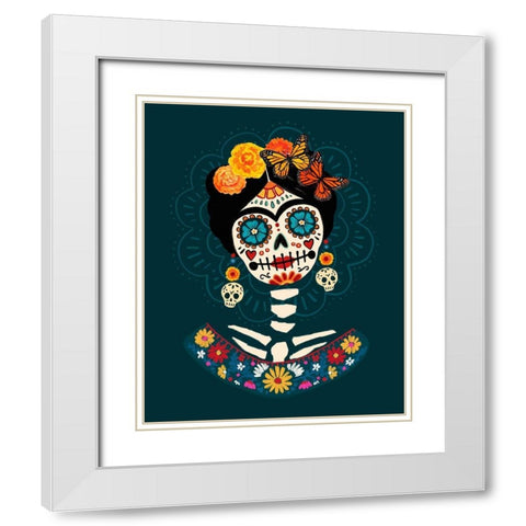 Bright Day of the Dead II White Modern Wood Framed Art Print with Double Matting by Barnes, Victoria