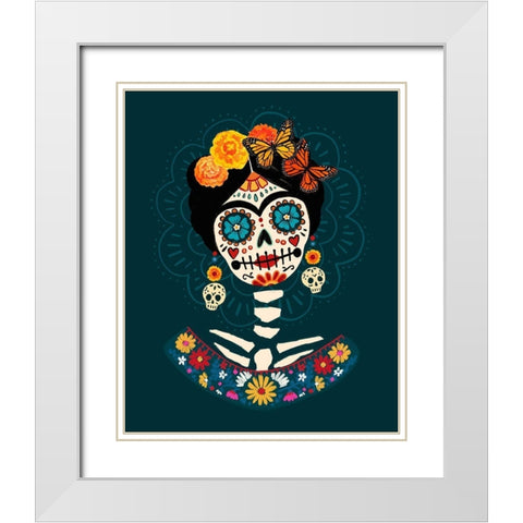 Bright Day of the Dead II White Modern Wood Framed Art Print with Double Matting by Barnes, Victoria