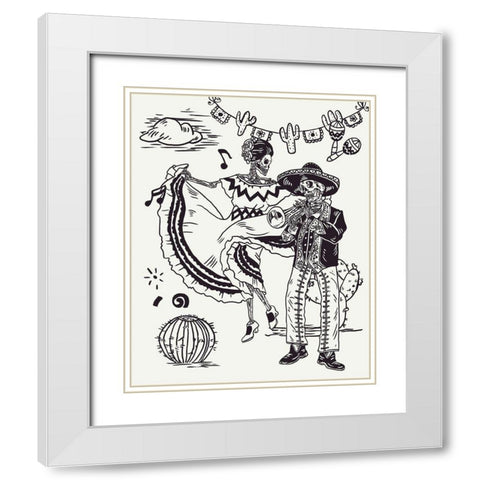 Day of the Dead Parade I White Modern Wood Framed Art Print with Double Matting by Wang, Melissa