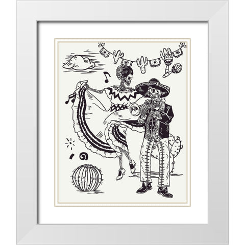 Day of the Dead Parade I White Modern Wood Framed Art Print with Double Matting by Wang, Melissa