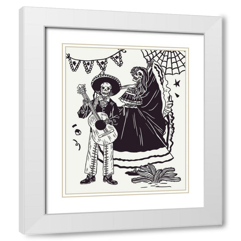 Day of the Dead Parade II White Modern Wood Framed Art Print with Double Matting by Wang, Melissa