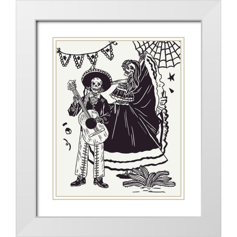Day of the Dead Parade II White Modern Wood Framed Art Print with Double Matting by Wang, Melissa