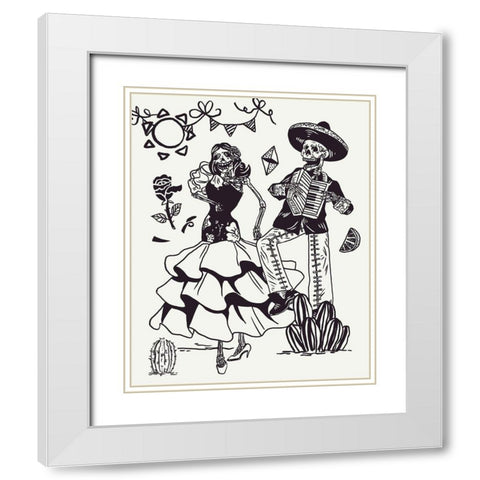 Day of the Dead Parade III White Modern Wood Framed Art Print with Double Matting by Wang, Melissa
