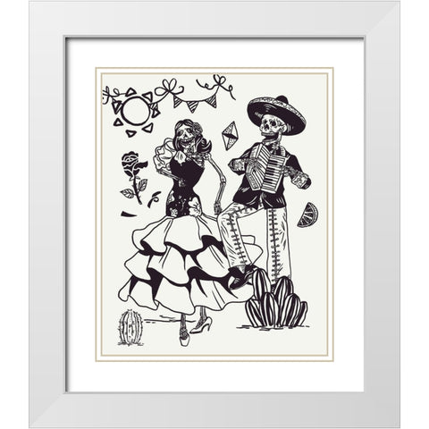 Day of the Dead Parade III White Modern Wood Framed Art Print with Double Matting by Wang, Melissa