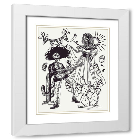 Day of the Dead Parade IV White Modern Wood Framed Art Print with Double Matting by Wang, Melissa