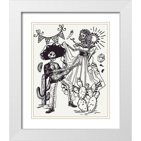 Day of the Dead Parade IV White Modern Wood Framed Art Print with Double Matting by Wang, Melissa