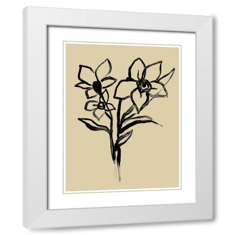 Inkwash Floral I White Modern Wood Framed Art Print with Double Matting by Vess, June Erica