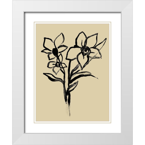 Inkwash Floral I White Modern Wood Framed Art Print with Double Matting by Vess, June Erica