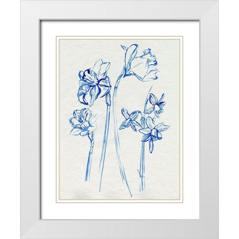 Inky Daffodils I White Modern Wood Framed Art Print with Double Matting by Parker, Jennifer Paxton