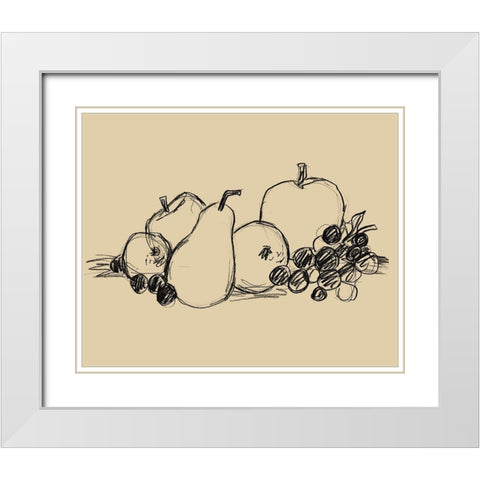 Graphite Fruit II White Modern Wood Framed Art Print with Double Matting by Vess, June Erica