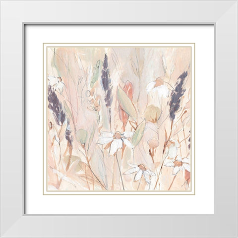 Lavender Flower Field I White Modern Wood Framed Art Print with Double Matting by Warren, Annie