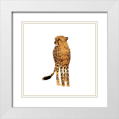 Golden Cheetah III White Modern Wood Framed Art Print with Double Matting by Warren, Annie