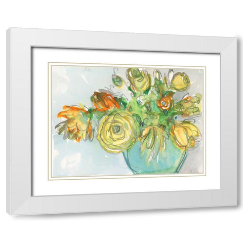 Spring Floral Accent I White Modern Wood Framed Art Print with Double Matting by Dixon, Samuel