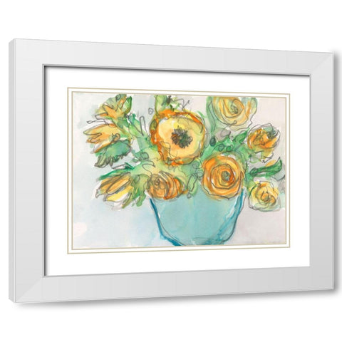 Spring Floral Accent II White Modern Wood Framed Art Print with Double Matting by Dixon, Samuel