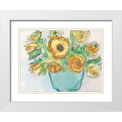 Spring Floral Accent II White Modern Wood Framed Art Print with Double Matting by Dixon, Samuel