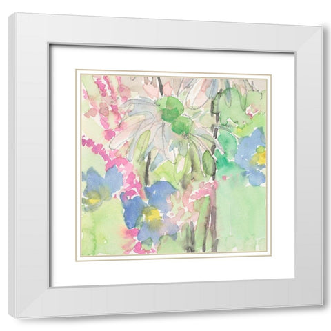 Watercolor Floral Accent I White Modern Wood Framed Art Print with Double Matting by Dixon, Samuel