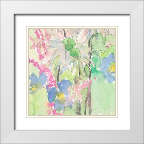 Watercolor Floral Accent I White Modern Wood Framed Art Print with Double Matting by Dixon, Samuel
