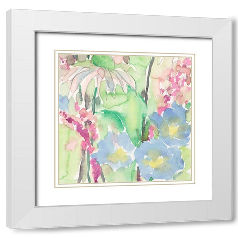 Watercolor Floral Accent II White Modern Wood Framed Art Print with Double Matting by Dixon, Samuel