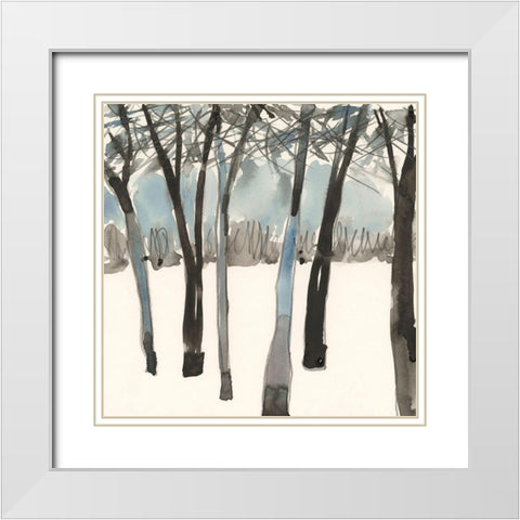 Winter Treeline II White Modern Wood Framed Art Print with Double Matting by Dixon, Samuel