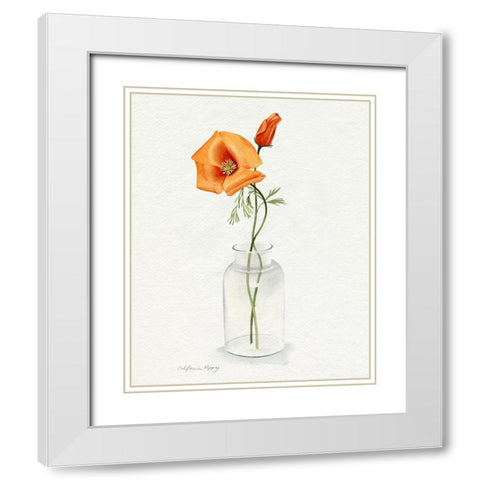 California Poppy Vase I White Modern Wood Framed Art Print with Double Matting by Popp, Grace