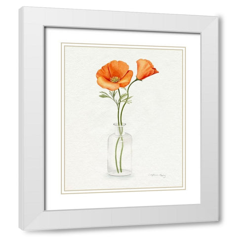 California Poppy Vase II White Modern Wood Framed Art Print with Double Matting by Popp, Grace