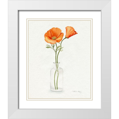 California Poppy Vase II White Modern Wood Framed Art Print with Double Matting by Popp, Grace