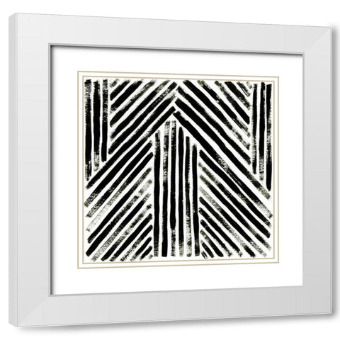 Concentric Ink II White Modern Wood Framed Art Print with Double Matting by Vess, June Erica