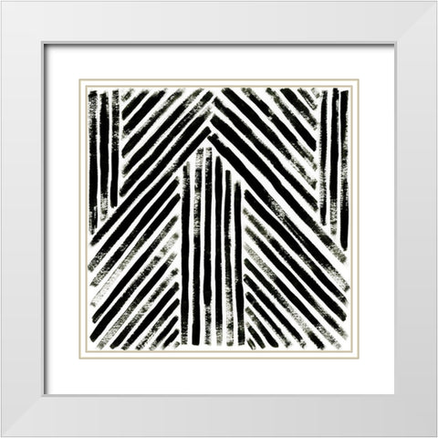 Concentric Ink II White Modern Wood Framed Art Print with Double Matting by Vess, June Erica