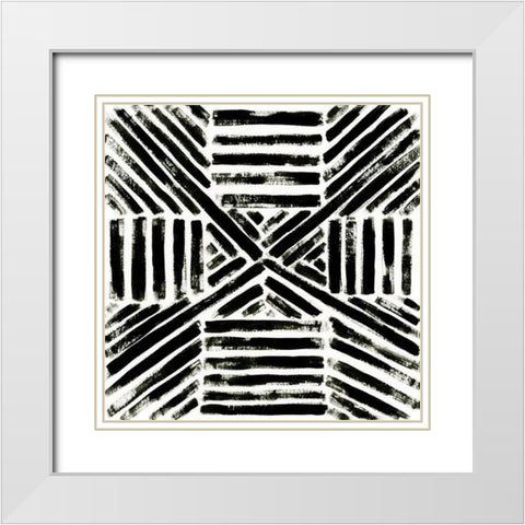 Concentric Ink III White Modern Wood Framed Art Print with Double Matting by Vess, June Erica