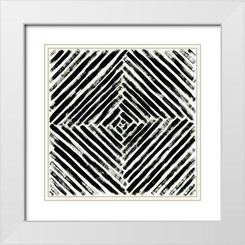 Concentric Ink IV White Modern Wood Framed Art Print with Double Matting by Vess, June Erica