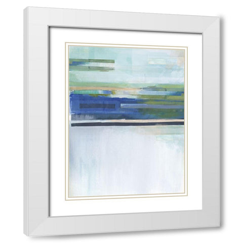 Blue Lapis Waterfall I White Modern Wood Framed Art Print with Double Matting by Evans, Brittany