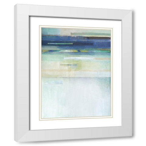 Blue Lapis Waterfall II White Modern Wood Framed Art Print with Double Matting by Evans, Brittany