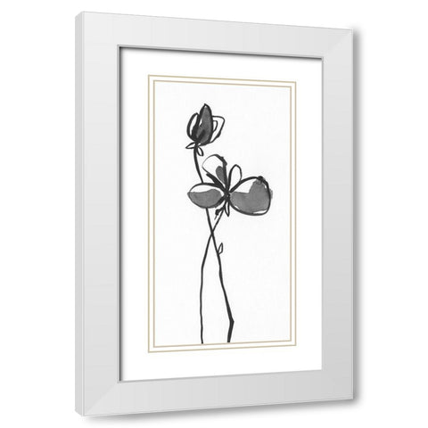 Uncomplicated Stems I White Modern Wood Framed Art Print with Double Matting by Moore, Regina