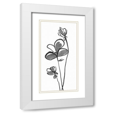 Uncomplicated Stems II White Modern Wood Framed Art Print with Double Matting by Moore, Regina