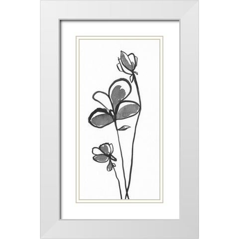 Uncomplicated Stems II White Modern Wood Framed Art Print with Double Matting by Moore, Regina