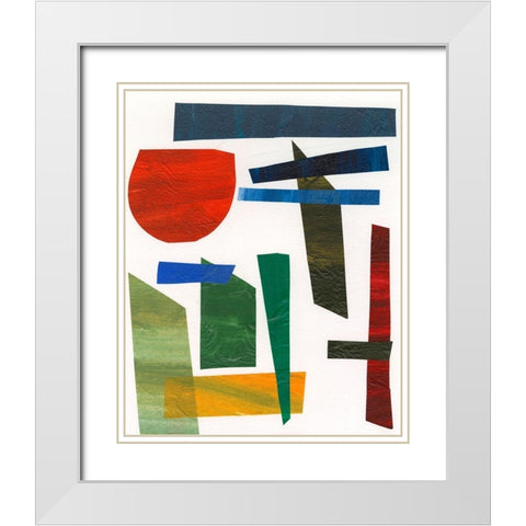 Colorful Shapes II White Modern Wood Framed Art Print with Double Matting by Moore, Regina