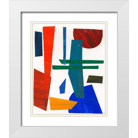 Colorful Shapes IV White Modern Wood Framed Art Print with Double Matting by Moore, Regina