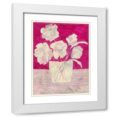 Fuchsia Arrangement I White Modern Wood Framed Art Print with Double Matting by Moore, Regina