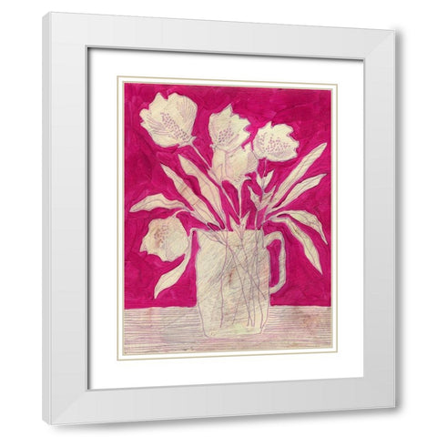 Fuchsia Arrangement II White Modern Wood Framed Art Print with Double Matting by Moore, Regina