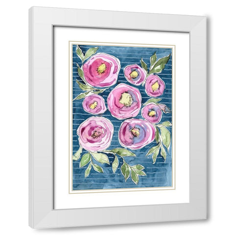 Floral Radiance I White Modern Wood Framed Art Print with Double Matting by Moore, Regina