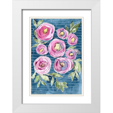 Floral Radiance I White Modern Wood Framed Art Print with Double Matting by Moore, Regina