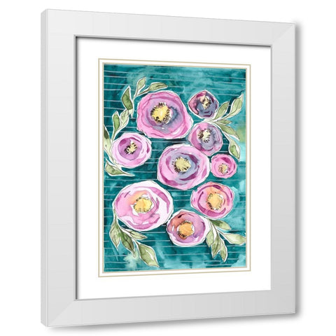 Floral Radiance II White Modern Wood Framed Art Print with Double Matting by Moore, Regina