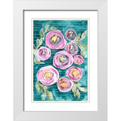 Floral Radiance II White Modern Wood Framed Art Print with Double Matting by Moore, Regina