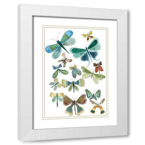 Wings Galore I White Modern Wood Framed Art Print with Double Matting by Moore, Regina