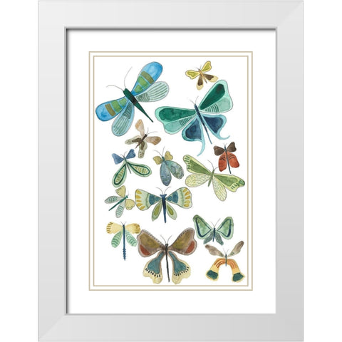 Wings Galore I White Modern Wood Framed Art Print with Double Matting by Moore, Regina